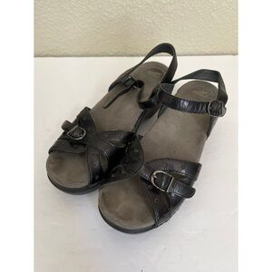 Dansko Black Leather Sissy Sandals Women’s Size 38